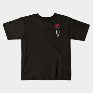 Romantic Rose Skeleton Hand Holding Flower by Tobe Fonseca Kids T-Shirt